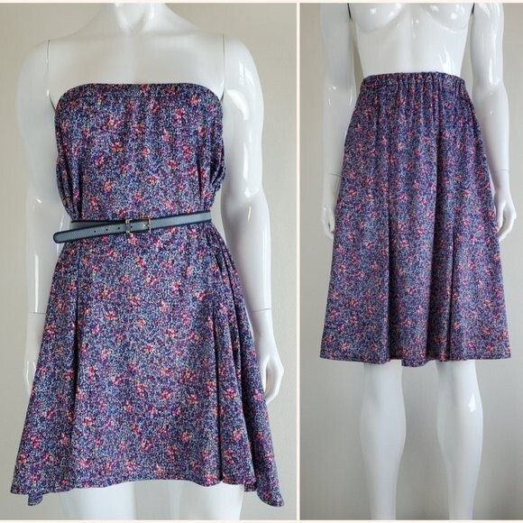 Vintage 70's Purple Floral Skirt - Picture 2 of 8